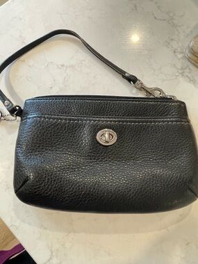 Coach Black Leather Wristlet